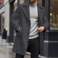 Men's slim fit charcoal wool trench coat with classic lapels and three-button closure - XS / Dark Gray