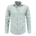 Herren Slim Fit Langarmhemd mit grün-weißen Längsstreifen und klassischem Umlegekragen - S (US Größe) / Cyan