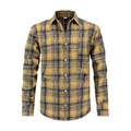Mens long sleeve striped polo shirt with chest pocket and classic plaid pattern - S / Yellow Black Plaid