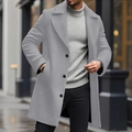 Slim fit light gray men's mid-length wool coat with single-breasted three-button design - XS / Light Gray