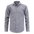 Camicia da uomo a maniche lunghe slim fit con classiche strisce verticali grigie e bianche - S / Nero