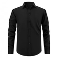 Camicia business da uomo nera slim fit con risvolto classico e chiusura con bottoni - S / Nero