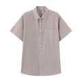 Camicia da uomo a quadretti vichy marrone e bianca con taschino sul petto alla moda - S / Cachi