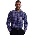 Camicia da uomo casual a maniche lunghe con motivo a quadri blu, rosso e bianco - S / Blu navy