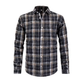 Slim fit plaid long sleeve shirt for men with black brown and white checkered pattern - S / Brown & Black Plaid