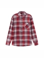 Camicia classica a quadri rossi e bianchi con colletto a rever e taschino sul petto - S / Quadri Rossi