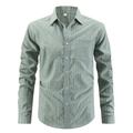 Classic men's long-sleeve light green plaid button-down shirt with a front chest pocket - S / Green