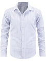 Camisa de rayas de manga larga para hombre en blanco y azul con cuello clásico de punta - S / Rayas Azul Marino y Blancas