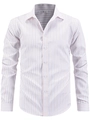 Camisa de negocios blanca para hombre de manga larga con finas rayas verticales naranjas - S / Rayas Rosas y Blancas