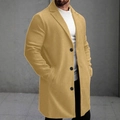 Klassischer Herren-Wollmantel in Khaki, mittellang, mit Revers und Drei-Knopf-Leiste - XS / Khaki