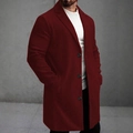 Manteau mi-long bordeaux pour homme avec revers classique et boutonnage simple - XS / Brun