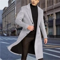 Herren-Wollmantel in Hellgrau, mittellang mit Reverskragen für modernen Business-Stil - XS / Hellgrau