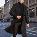 Klassischer schwarzer Wollmantel für Herren mit Reverskragen für Herbst-Winter Business - XS / Schwarz