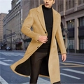 Klassischer Herrenmantel aus Wollmischung in Kamel mit Reverskragen und Einreiher-Design - XS / Khaki