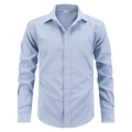 Camicia da uomo a righe verticali azzurre a maniche lunghe con colletto classico - S / Blu