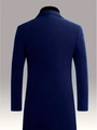 Modern slim fit navy blue trench coat for men showing the classic back view and tailored cut - XS / Navy Blue