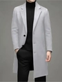 Classic light grey wool blend overcoat for men featuring a notch lapel and single-breasted design - XS / Light Gray