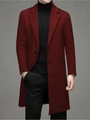 Slim fit burgundy wool overcoat for men with notch lapel and single-breasted design - XS / Brown