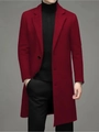 Classic red wool blend mid-length coat for men with stylish notch lapels and buttons - XS / Dark Red