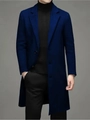 Classic men's single-breasted navy wool coat in a mid-length business style fit - XS / Navy Blue