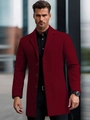 Elegant burgundy slim fit trench coat with lapel collar for professional business men - XS / Dark Red