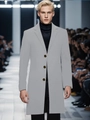 Elegant light gray wool blend mid-length coat for men with a three-button design and lapels - XS / Light Gray