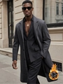 Men's stylish long grey wool blend coat in British style with warm lining detail - S (US Size) / Dark Gray