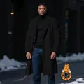 Classic men's black wool long coat with single-breasted design and quilted warm lining - S / Black