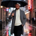 Manteau en laine gris ajusté à boutonnage simple pour homme, style urbain d'hiver chic - XS / gris foncé