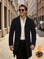 Manteau en laine noir pour homme avec doublure matelassée pour une chaleur d'hiver - S / Noir