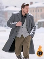 Men's long grey wool blend coat for winter street style with single-breasted buttons - S / Dark Gray