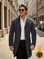 Manteau en laine gris foncé pour homme avec revers et doublure matelassée pour l'hiver - S / gris foncé