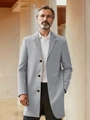 Classic light grey business casual single-breasted wool coat for men in urban setting - XS (US Size) / Light Gray