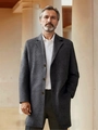Classic men's charcoal grey wool blend overcoat with single-breasted design and lapel collar - XS (US Size) / Dark Gray