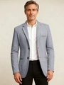 Men's business casual herringbone blazer in light blue-grey wool blend with double buttons - S (US Size) / Gray
