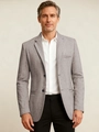 Men's grey herringbone wool blazer with notch lapel and two-button closure - S (US Size) / Mixed Color (Light Blue Gray)