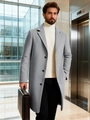 Classic light grey wool blend trench coat for men with a single-breasted lapel design - XS / Light Gray