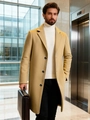 Klassieke heren camel trenchcoat met enkele rij knopen en revers voor zakelijke stijl - XS / Khaki