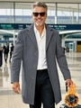 Men's wool blend overcoat in grey with quilted lining and classic notch lapel - S (US Size) / Dark Gray