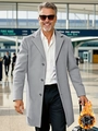 Men's wool blend overcoat in light grey with quilted lining for winter warmth - S (US Size) / Light Gray