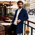 Manteau en laine bleu marine pour homme avec doublure matelassée épaisse pour l'hiver - S / Bleu marine