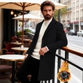 Manteau épais en laine pour hommes en noir classique avec doublure polaire chaude d'hiver - S / Noir