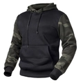 Men's 3D camouflage hooded sweatshirt with black body and contrast patterns - Black