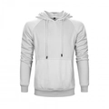 Classic white men's long sleeve hoodie with kangaroo pocket and drawstring details - S / White