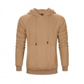 Men's hip hop streetwear hoodie in light brown featuring raglan sleeves and kangaroo pocket - S / Khaki