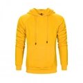 Men's solid color hoodie in bright yellow with kangaroo pocket and ribbed cuffs - S / Yellow