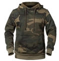 Men's camouflage hoodie featuring woodland pattern with drawstring hood and kangaroo pocket - Green