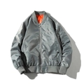 Detail of grey bomber jacket showing airclub embroidery and orange lining contrast - S / Padded / Army Green