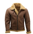 Dunkelbraune Slim-Fit Fliegerjacke für Herren mit dickem Kunstfellfutter für den Winter - S / Braun