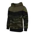 Detail of hooded sweatshirt with camouflage pattern and olive green color stitching - S / Camouflage